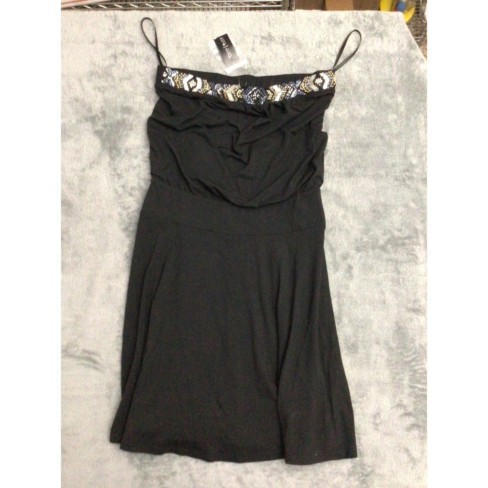 White House Black Market Dress Womens Black Strapless Beaded Size‎ XS NWT